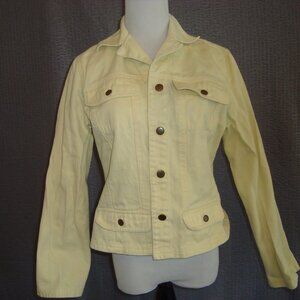 Chadwick’s Butter Light Yellow Denim Jean Jacket Brass Colored Buttons size 10